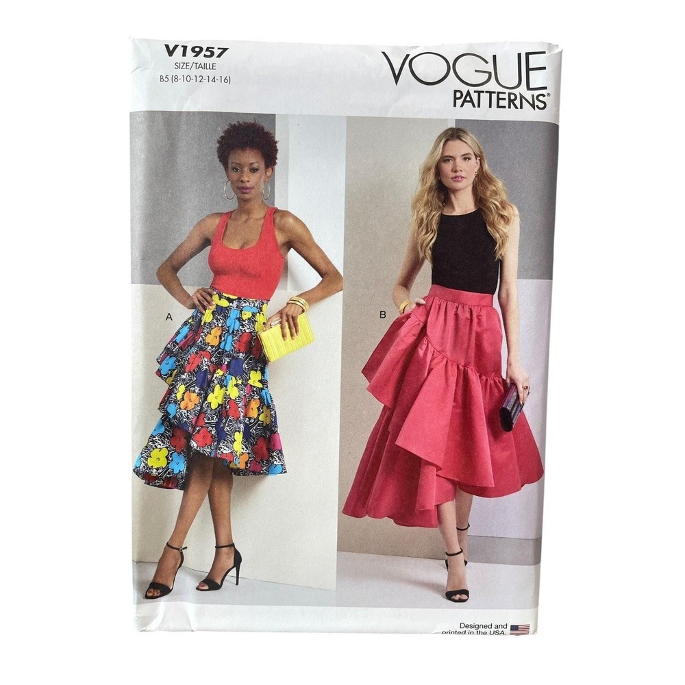 VOGUE V1957‎ Misses Skirt B5 (8-10-12-14-16) Asymmetric Ruffled Modern